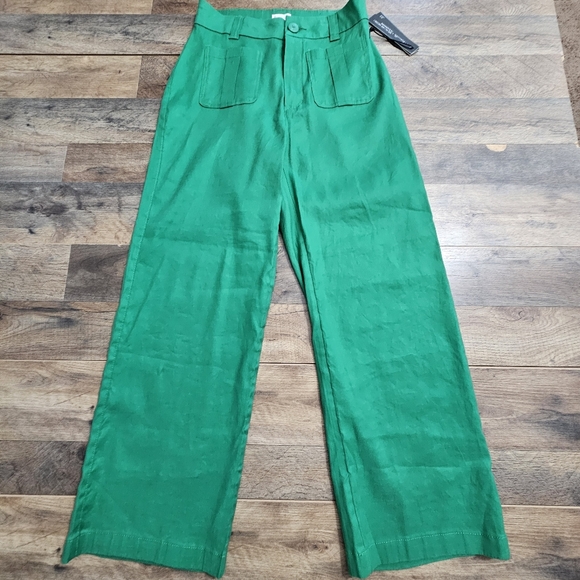 Nicole Miller Pants - New Nicole Miller New York Kelly Green High Rise Wide Leg Pants Size 6 Work Chic